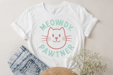 Funny Cat SVG PNG Design, Meowdy pawtner SVG FiveStarCrafting 