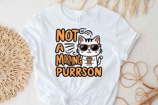 Funny Cat SVG PNG Design, Not a morning purrson SVG FiveStarCrafting 
