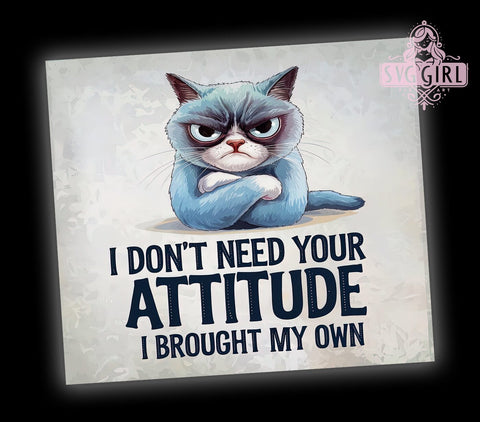 Funny Cat Tumbler, Brought My Own Cat Design, 20 oz Tumbler Wrap, Digital Download, Sublimation PNG, Cat Lover Gift, Humorous Pet Decor, Attitude Cat Tumbler Sublimation SvggirlplusArt 