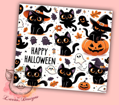 Funny Cats 20 oz Skinny Tumbler Sublimation Design, Straight & Tapered Tumbler Png, Halloween Black Cat Tumbler Png, Digital Download PNG Sublimation Lara' s Designs 