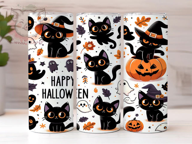 Funny Cats 20 oz Skinny Tumbler Sublimation Design, Straight & Tapered Tumbler Png, Halloween Black Cat Tumbler Png, Digital Download PNG Sublimation Lara' s Designs 
