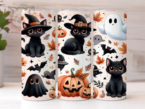 Funny Cats 20 oz Skinny Tumbler Sublimation Design, Straight & Tapered Tumbler Png, Halloween Black Cat Tumbler Png, Digital Download PNG Sublimation Lara' s Designs 