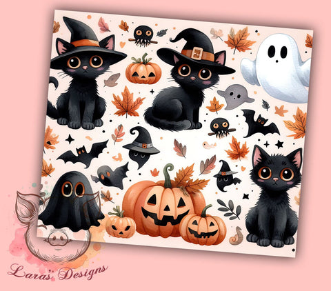 Funny Cats 20 oz Skinny Tumbler Sublimation Design, Straight & Tapered Tumbler Png, Halloween Black Cat Tumbler Png, Digital Download PNG Sublimation Lara' s Designs 