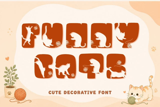 Funny Cats - Cute Decorative Font Font AnningArts Design 