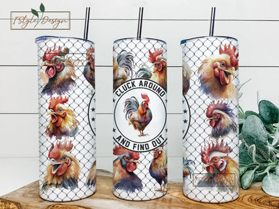 Funny Chicken 20 oz Skinny Tumbler Sublimation Design, Digital Download PNG, Farming Country Tumbler PNG, Chicken Lover Gift, Sublimation iStyleDesign 