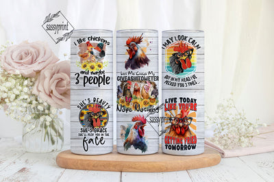 Funny Chicken 20oz Skinny Tumbler Wrap, Farm Life Sublimation Design, Chicken Lover PNG, Chicken Design, PNG Digital Download Tumbler Wrap Sublimation sassyprint 