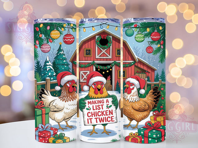 Funny Chicken Christmas Tumbler, Funny Holiday Wrap, Farmhouse Christmas Design, Sublimation Cup, 20oz Skinny Tumbler, Festive Drinkware, Rustic Holiday Style Sublimation SvggirlplusArt 