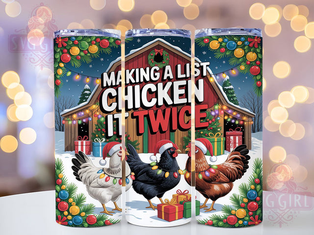 Funny Chicken Christmas Tumbler, Funny Holiday Wrap, Farmhouse Christmas Design, Sublimation Cup, 20oz Skinny Tumbler, Festive Drinkware, Rustic Holiday Style Sublimation SvggirlplusArt 