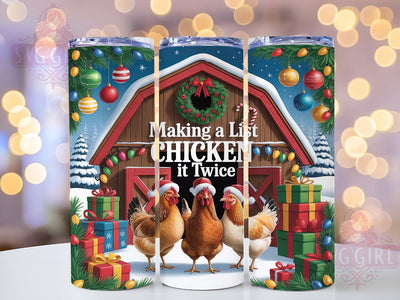 Funny Chicken Christmas Tumbler, Funny Holiday Wrap, Farmhouse Christmas Design, Sublimation Cup, 20oz Skinny Tumbler, Festive Drinkware, Rustic Holiday Style Sublimation SvggirlplusArt 