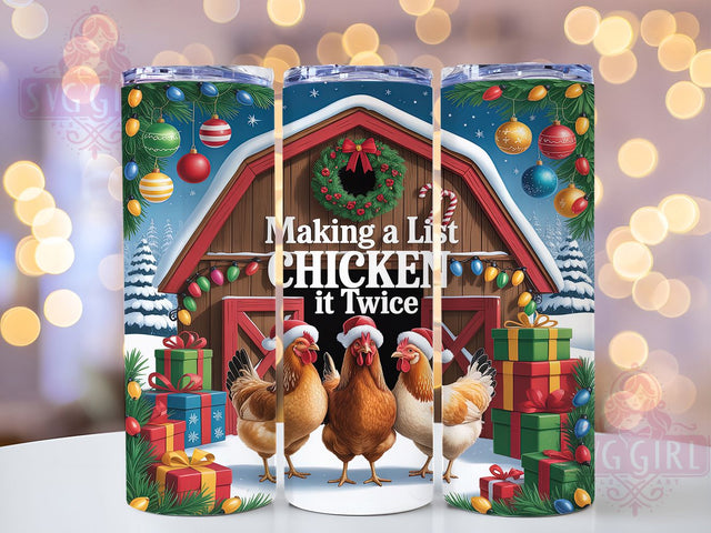 Funny Chicken Christmas Tumbler, Funny Holiday Wrap, Farmhouse Christmas Design, Sublimation Cup, 20oz Skinny Tumbler, Festive Drinkware, Rustic Holiday Style Sublimation SvggirlplusArt 