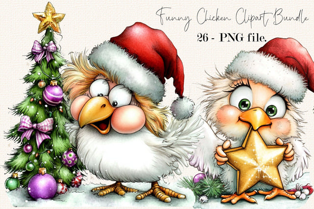 Funny Chicken Clipart Bundle. Sublimation SVGArt 