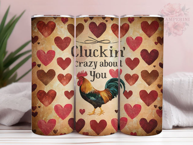 Funny Chicken Cluckin' Crazy About You 20oz Tumbler Wrap PNG, Funny Chicken Tumbler Png, Straight & Tapered Tumbler Wrap, Instant Digital Download Sublimation Li Zamperini 