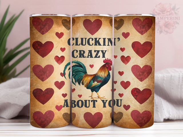 Funny Chicken Cluckin' Crazy About You 20oz Tumbler Wrap PNG, Funny Chicken Tumbler Png, Straight & Tapered Tumbler Wrap, Instant Digital Download Sublimation Li Zamperini 
