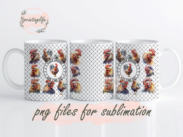 Funny Chicken Digital Design Download Mug Wrap Design, Mug Design PNG Sublimation PrintingLife 