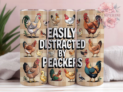 Funny Chicken Easily Distracted 20oz Tumbler, Funny Chicken Tumbler, 20oz Sublimation Wrap, Farm Animal Drinkware, Quirky Chicken Design, Chicken Lover Gift, Humorous Farm Tumbler Sublimation Li Zamperini 