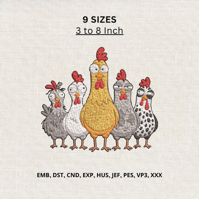 Funny Chicken Family Machine Embroidery Design Farm Hen Rooster Embroidery File Embroidery/Applique DESIGNS PatternFeed8 