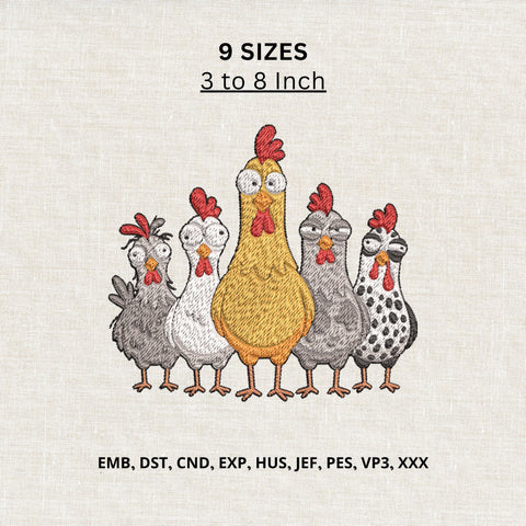 Funny Chicken Family Machine Embroidery Design Farm Hen Rooster Embroidery File Embroidery/Applique DESIGNS PatternFeed8 