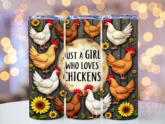 Funny Chicken, Farm Life, Girl Who Loves Chickens, Tumbler Wrap, 20oz Tumbler, Sublimation Design, Chicken Lover Gift Sublimation SvggirlplusArt 