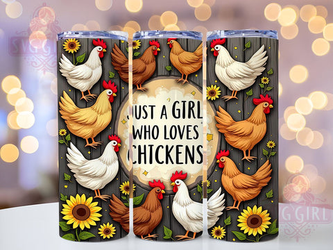 Funny Chicken, Farm Life, Girl Who Loves Chickens, Tumbler Wrap, 20oz Tumbler, Sublimation Design, Chicken Lover Gift Sublimation SvggirlplusArt 