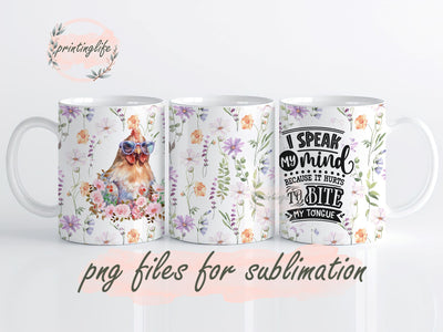 FUNNY Chicken Floral Mug Wrap Design, Instant Digital Design Download Mug Wrap Design, Mug Design PNG Sublimation PrintingLife 