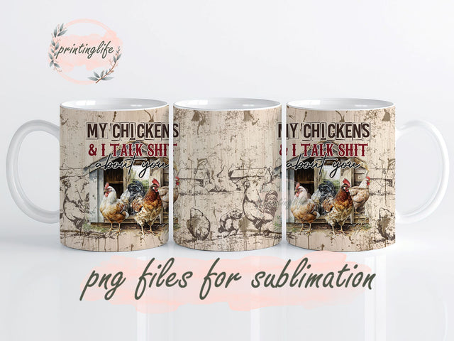 Funny Chicken Mug Wrap Design, Instant Digital Design Download Mug Wrap Design, Mug Design PNG Sublimation PrintingLife 