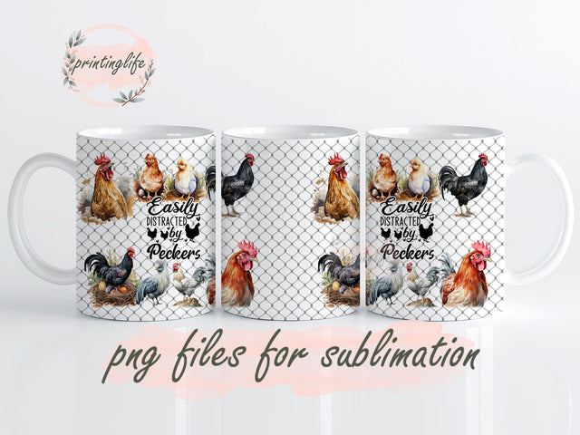 Funny Chicken Mug Wrap Design, Instant Digital Design Download Mug Wrap Design, Mug Design PNG Sublimation PrintingLife 