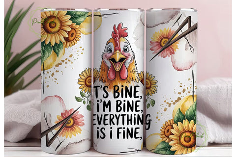 Funny Chicken & Sunflowers 20oz Tumbler Sublimation PixelChick 