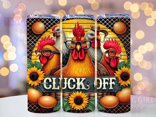 Funny Chicken Tumbler, Cluck Off Design, 20oz Tumbler Wrap, PNG Sublimation, Gift Idea, Humor Mug, Sarcastic Gift, Farmhouse Decor Sublimation SvggirlplusArt 
