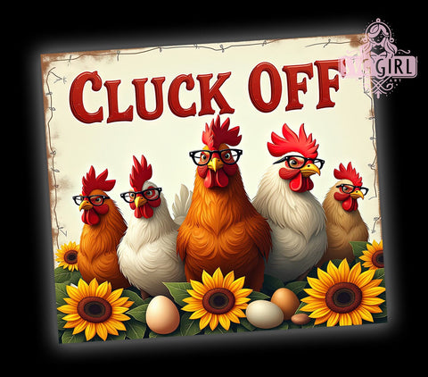 Funny Chicken Tumbler, Cluck Off Design, 20oz Tumbler Wrap, PNG Sublimation, Gift Idea, Humor Mug, Sarcastic Gift, Farmhouse Decor Sublimation SvggirlplusArt 