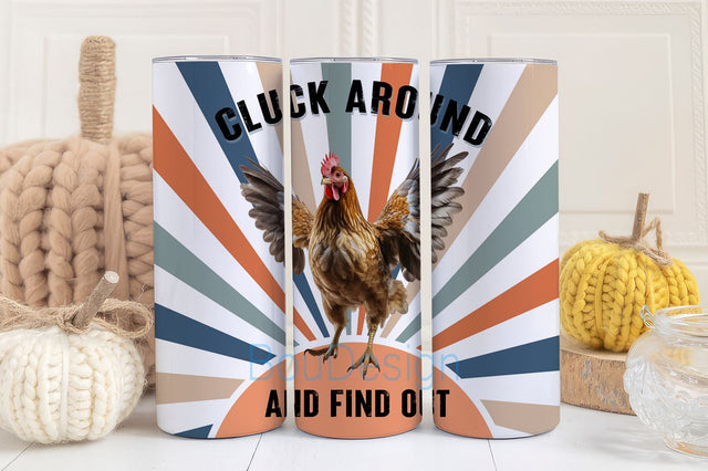 Funny Chicken Tumbler Wrap Seamless Designs, Skinny Tumbler 20oz Design Chicken Cluck Around, Rooster, Digital Download, sublimation Sublimation BouDesign 