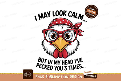 Funny Chicken With Bandana And Glasses Sublimation Designangry 