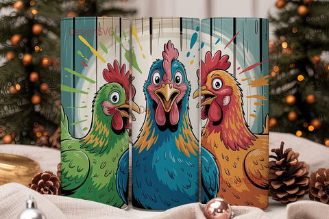 Funny Chickens 20oz Tumbler Wrap Sublimation DesignSVG 