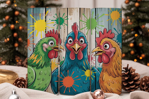 Funny Chickens 20oz Tumbler Wrap Sublimation DesignSVG 