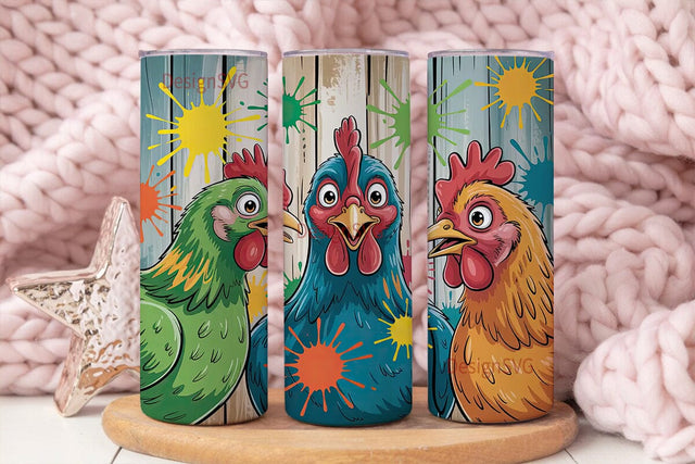 Funny Chickens 20oz Tumbler Wrap Sublimation DesignSVG 