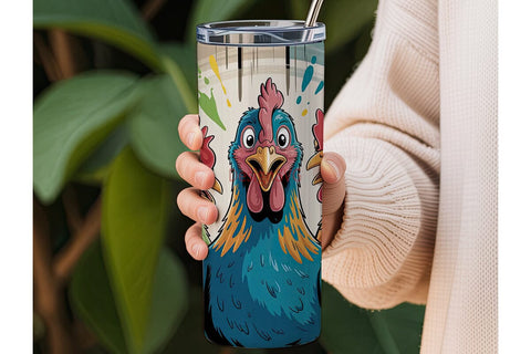 Funny Chickens 20oz Tumbler Wrap Sublimation DesignSVG 
