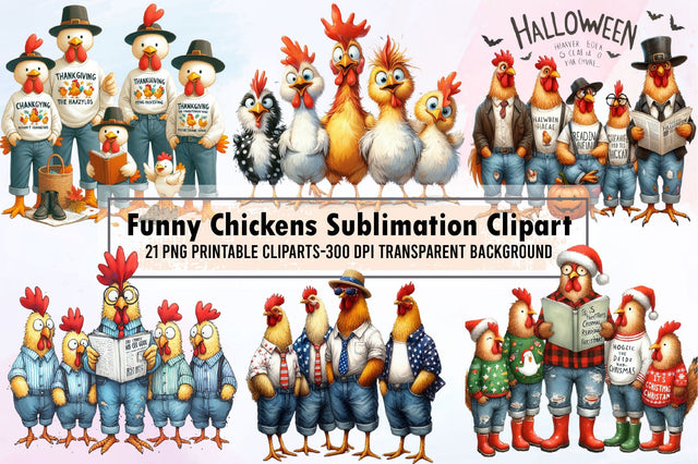 Funny Chickens Sublimation Clipart Sublimation designartist 