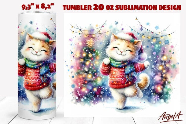 Funny Christmas animal tumbler sublimation, dancing cat Sublimation Angelina Semenova 