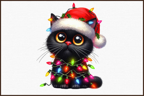 Funny Christmas Black Cat Clipart Bundle Sublimation designartist 