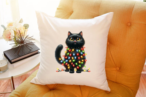 Funny Christmas Black Cat Clipart Bundle Sublimation designartist 