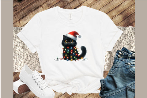 Funny Christmas Black Cat Clipart Bundle Sublimation designartist 
