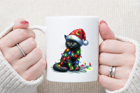 Funny Christmas Black Cat Clipart Bundle Sublimation designartist 