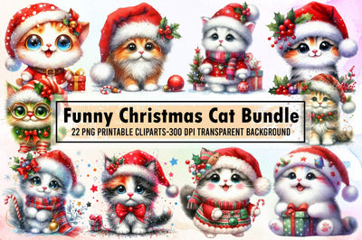Funny Christmas Cat Sublimation Bundle Sublimation designartist 