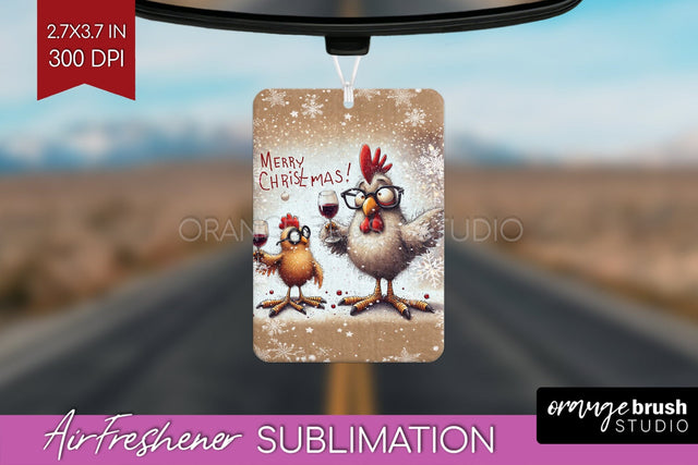 Funny Christmas Chicken Air Freshener PNG Sublimation Sublimation OrangeBrushStudio 