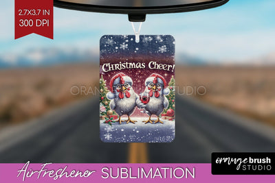 Funny Christmas Chicken Air Freshener PNG Sublimation Sublimation OrangeBrushStudio 
