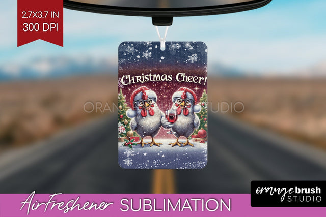 Funny Christmas Chicken Air Freshener PNG Sublimation Sublimation OrangeBrushStudio 