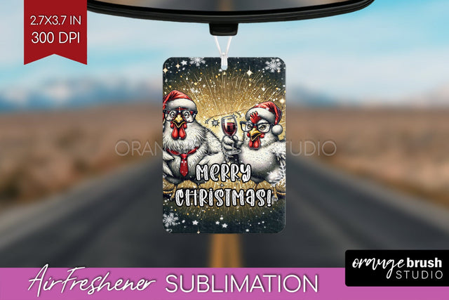 Funny Christmas Chicken Air Freshener PNG Sublimation Sublimation OrangeBrushStudio 