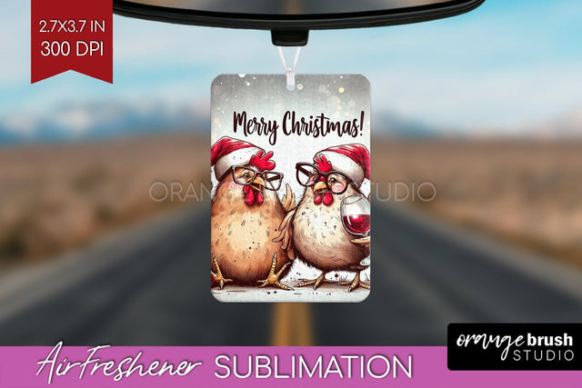 Funny Christmas Chicken Air Freshener PNG Sublimation Sublimation OrangeBrushStudio 