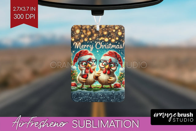 Funny Christmas Chicken Air Freshener PNG Sublimation Sublimation OrangeBrushStudio 