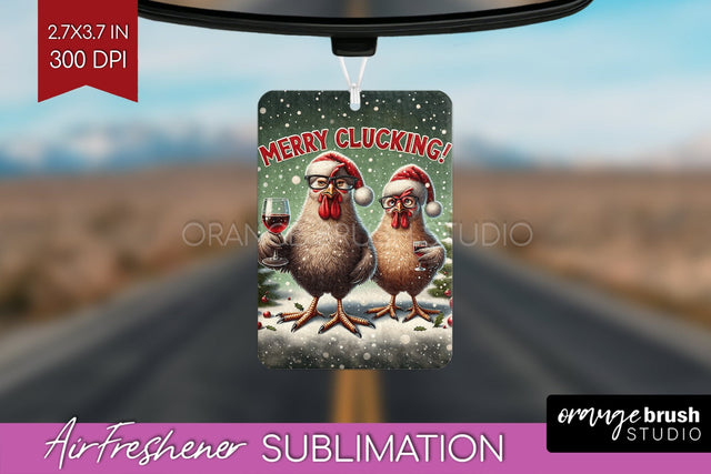 Funny Christmas Chicken Air Freshener PNG Sublimation Sublimation OrangeBrushStudio 