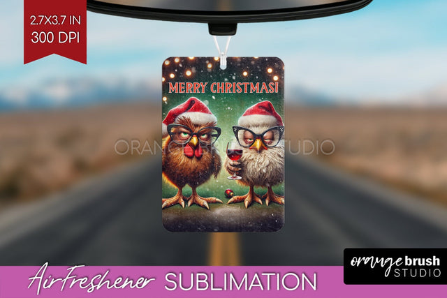 Funny Christmas Chicken Air Freshener PNG Sublimation Sublimation OrangeBrushStudio 